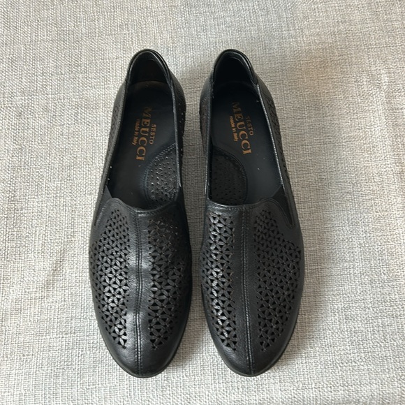 Sesto Meucci made in Italy perforated black loafers Sizee 7 - Picture 2 of 11
